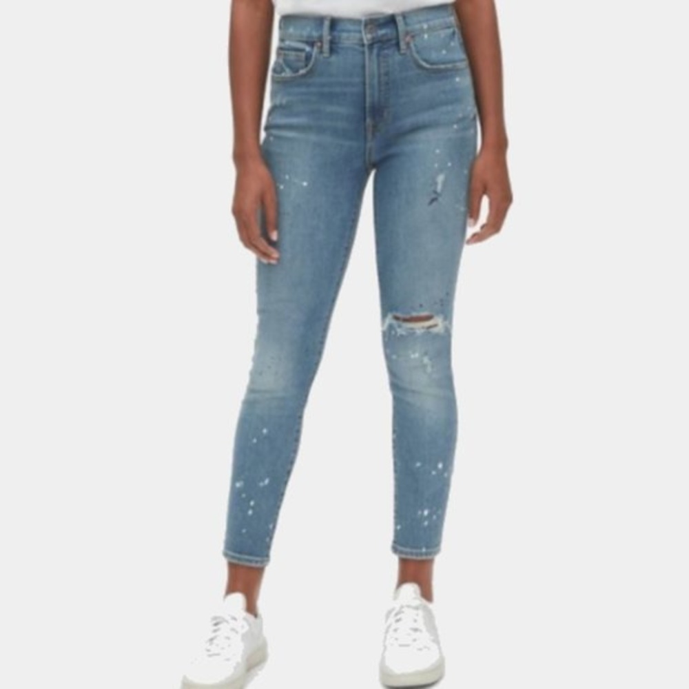 Gap High Rise True Skinny Paint Splatter Jeans